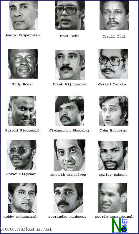 Een deel van de slachtoffers die tijdens het moorddadige regime van Desi Bouterse de dood vonden.  
